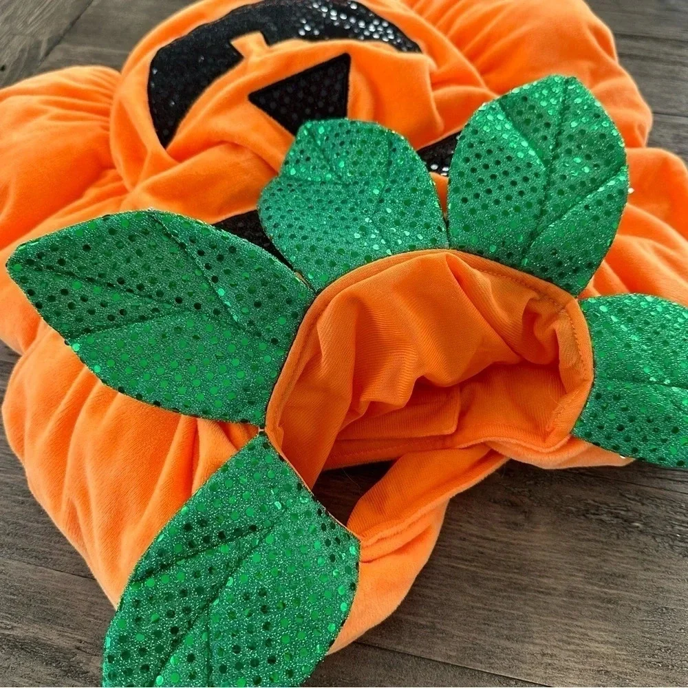 Thrill & Chills Size XXL Dog Pumpkin Halloween Costume Plush‎ Sequins Fun Funny
